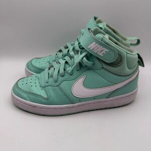 Nike Court Borough Mid‎ 2 Mint Green Sneakers High Top Shoes Kids Size 5.5Y